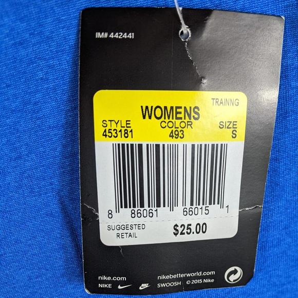 Womens Blue Athletic Shirt Small Basic Dri-Fit Short Sleeve Top - Picture 4 of 8